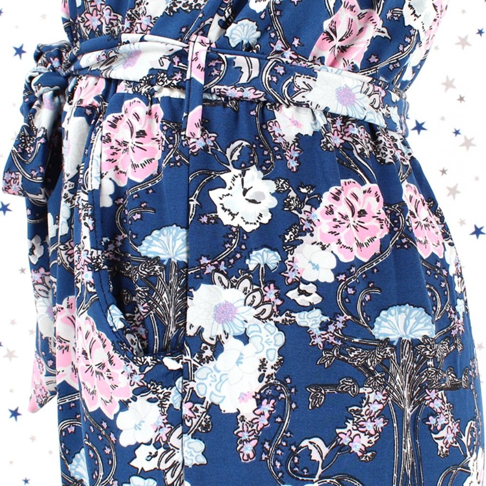 Sleeveless Surplice V-neck Floral Print Jumpsuit - Picture 5 of 8
